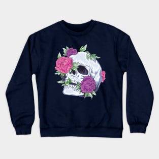 Skull and Peonies Sugar Tattoo Style Crewneck Sweatshirt